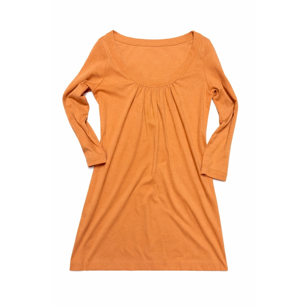 Burnt Orange Tunic Dress Medium 100% Cotton 3/4 Sleeve Casual, new without tag